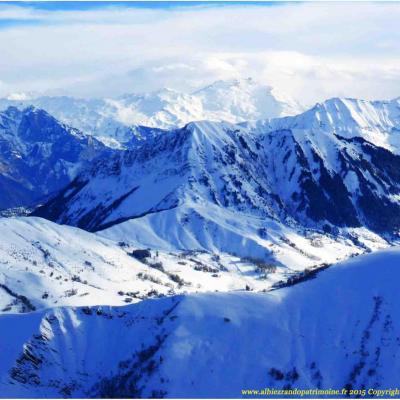 Panorama des Arves à 2000 m, rando raquettes, resto