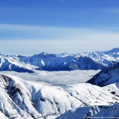 Panorama des Arves à 2000 m, rando raquettes, pic-nic